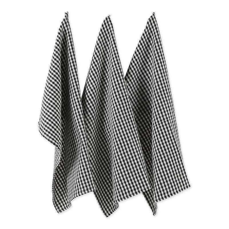 6 Piece Black Check Heavyweight Dishtowel and Dishcloth Set