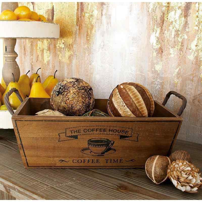 Wine 2 Piece Wood and Metal Basket Set