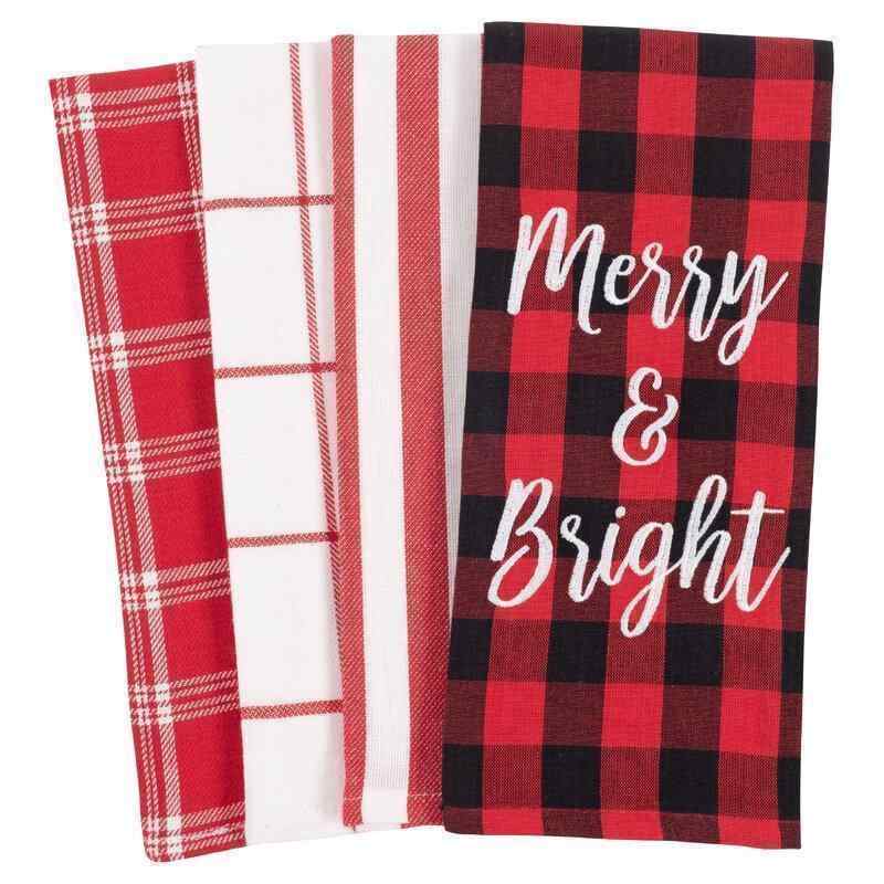 4 Piece Merry and Bright Assorted Linens Set