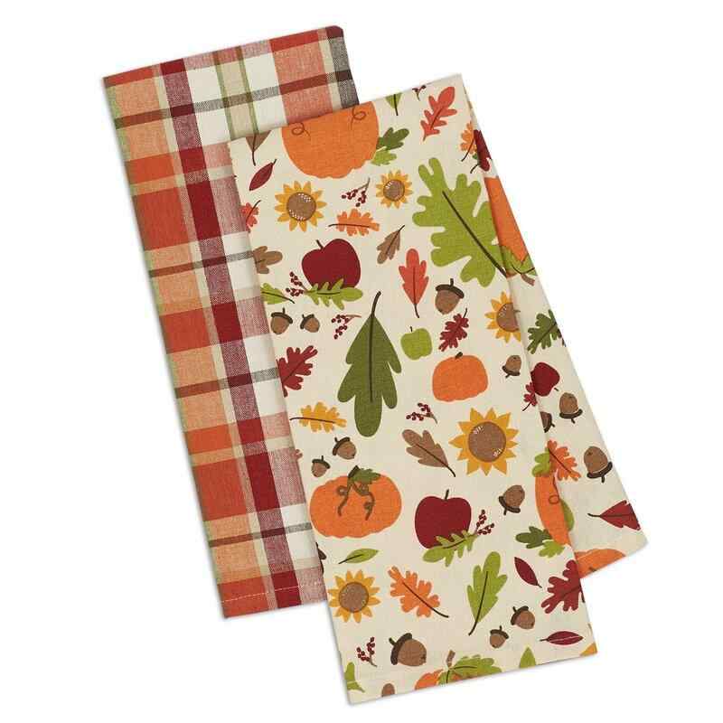 Asst Pumpkin Harvest Printed 2 Piece Dish Cloth Set