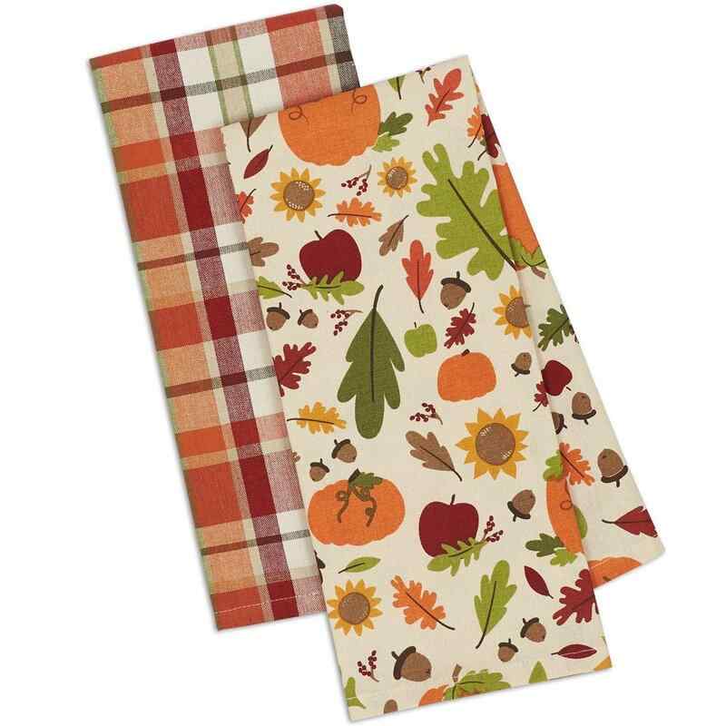 Asst Pumpkin Harvest Printed 2 Piece Dish Cloth Set