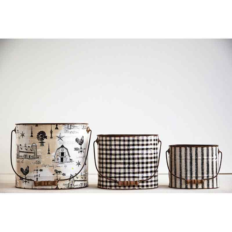 3 Piece Metal Bucket Set