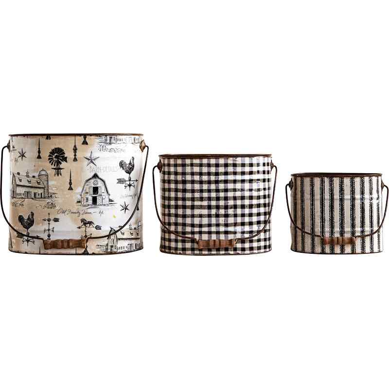 3 Piece Metal Bucket Set