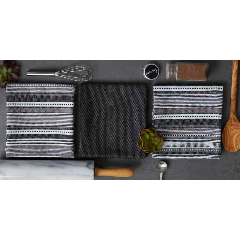 3 Piece Urban Stripe Cotton Dishtowel Set