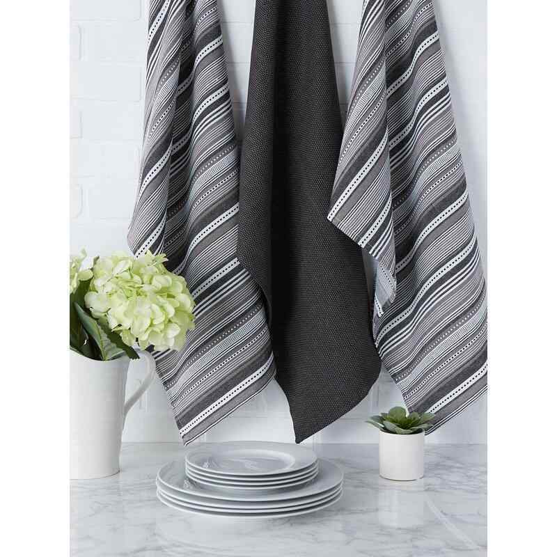 3 Piece Urban Stripe Cotton Dishtowel Set