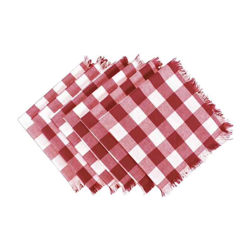 Wooler Heavyweight Check Fringed 20" Cotton Napkin