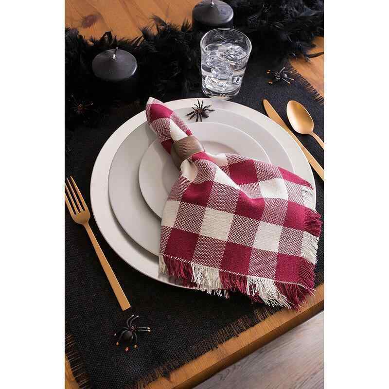 Wooler Heavyweight Check Fringed 20" Cotton Napkin